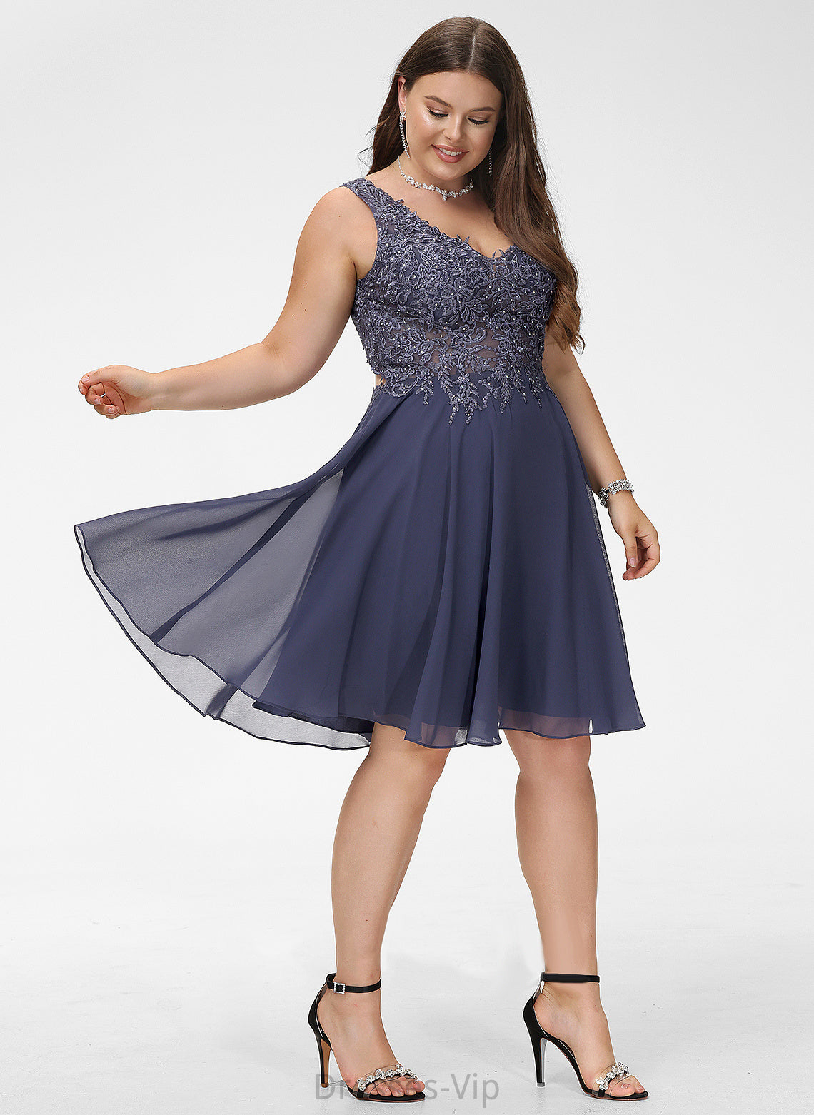 Dress A-Line Beading With Chiffon V-neck Lace Homecoming Dresses Homecoming Rosalind Knee-Length