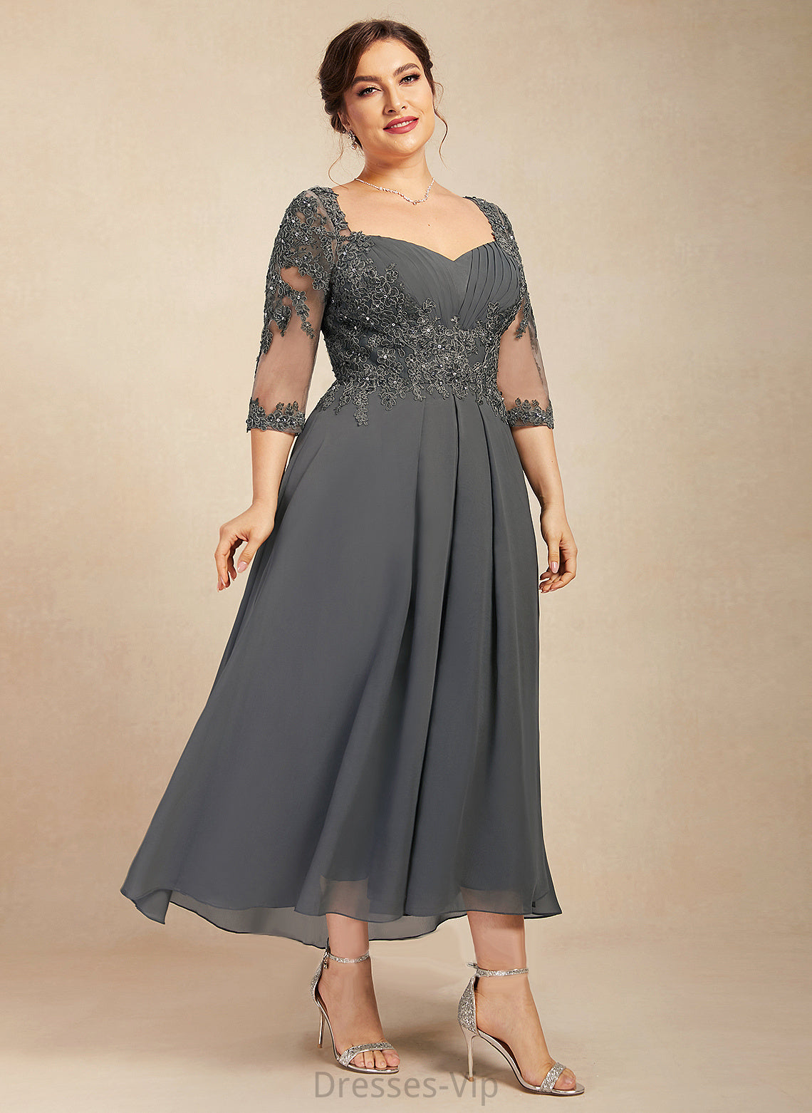 A-Line Cocktail Dresses Cocktail Sweetheart With Sequins Asymmetrical Dress Yazmin Lace Beading Chiffon