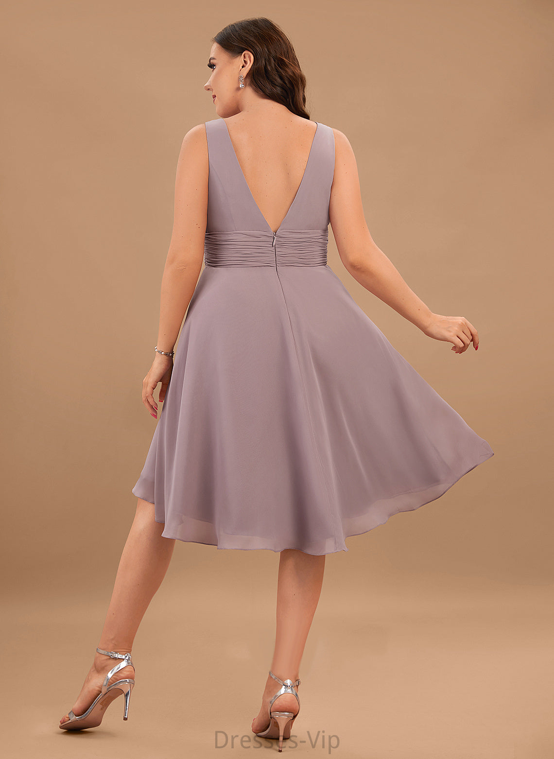 Ruffle Elsa Cocktail V-neck Cocktail Dresses Dress Asymmetrical With A-Line Chiffon