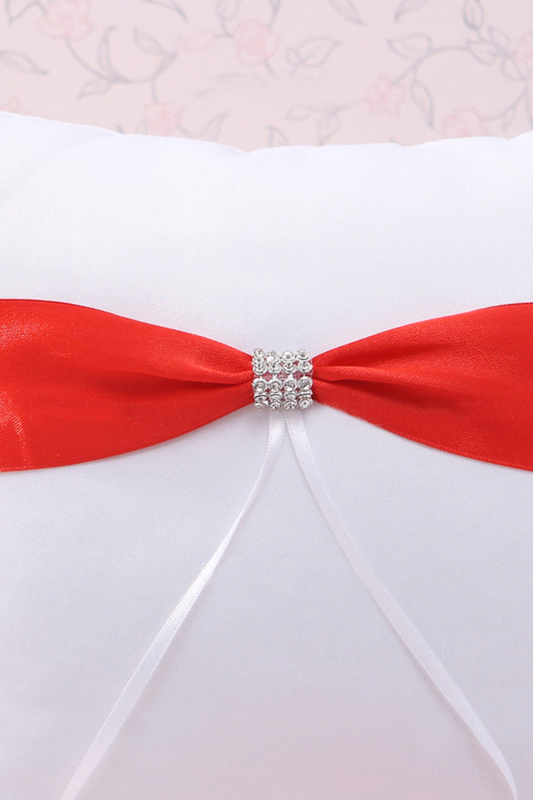 Ring Pillow Satin With Sash/Pearl