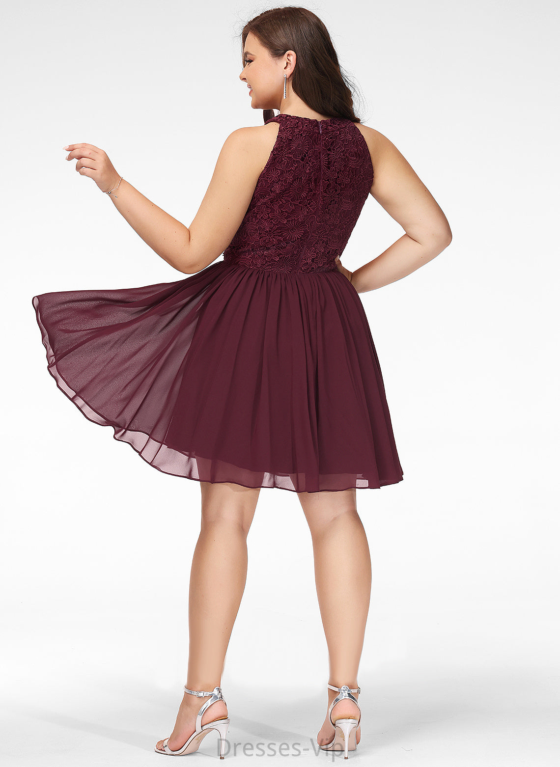 Cocktail Cocktail Dresses Lace With Short/Mini Chiffon A-Line Neck Lace Giana Dress Scoop