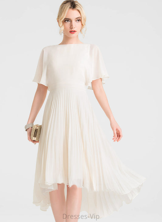 Neck Chiffon Asymmetrical Scoop Pleated Cocktail A-Line With Karlie Dress Cocktail Dresses