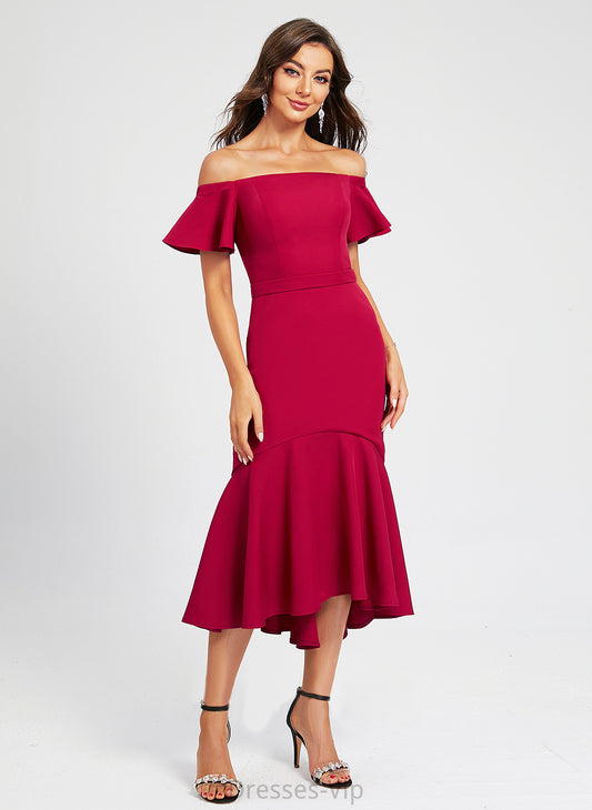 Trumpet/Mermaid Ruffle Crepe With Dress Off-the-Shoulder Stretch Cocktail Dresses Cocktail Pru Asymmetrical