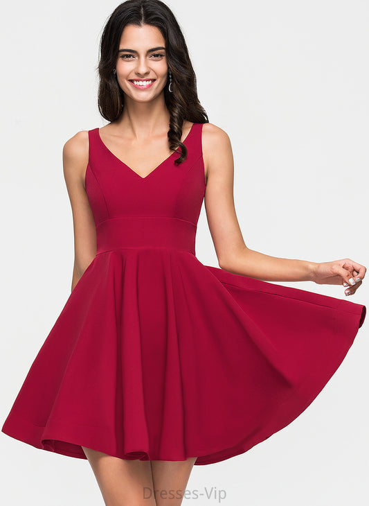 Dress Desiree V-neck Stretch Homecoming Dresses Crepe A-Line Homecoming Short/Mini