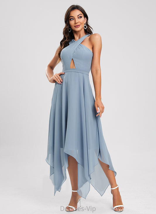 Cocktail V-neck Asymmetrical A-Line Dress Cocktail Dresses Kelly Chiffon