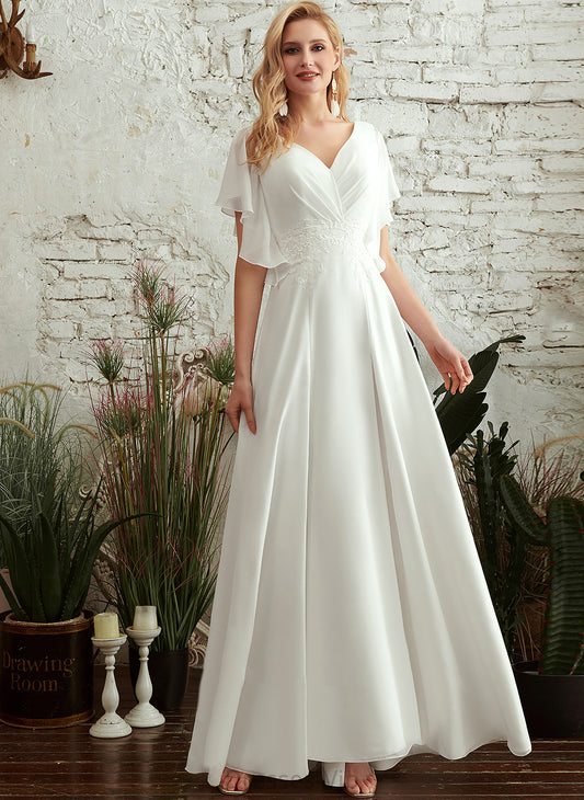 Wedding Dresses Dress Lace Kiersten A-Line Wedding V-neck Floor-Length Chiffon