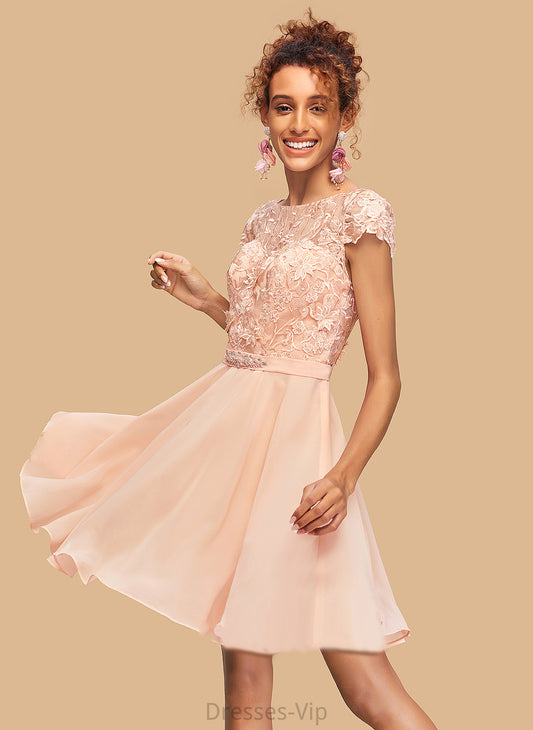 Short/Mini Homecoming Shirley Scoop A-Line Homecoming Dresses With Beading Chiffon Dress Neck Lace