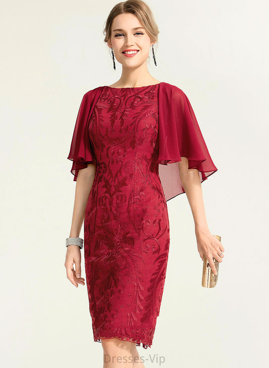 Cocktail Dresses Neck Cocktail Scoop Dress Lace Sheath/Column Chiffon Marian Knee-Length