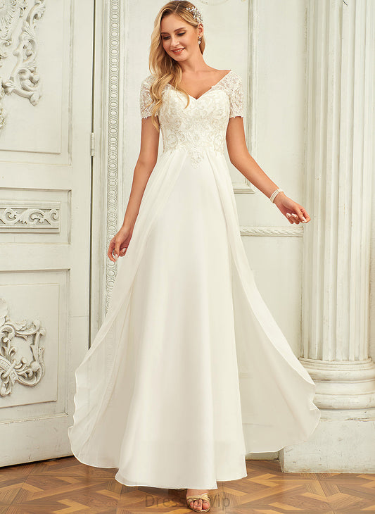 Dress A-Line Wedding Dresses Chiffon Wedding Reese V-neck Floor-Length