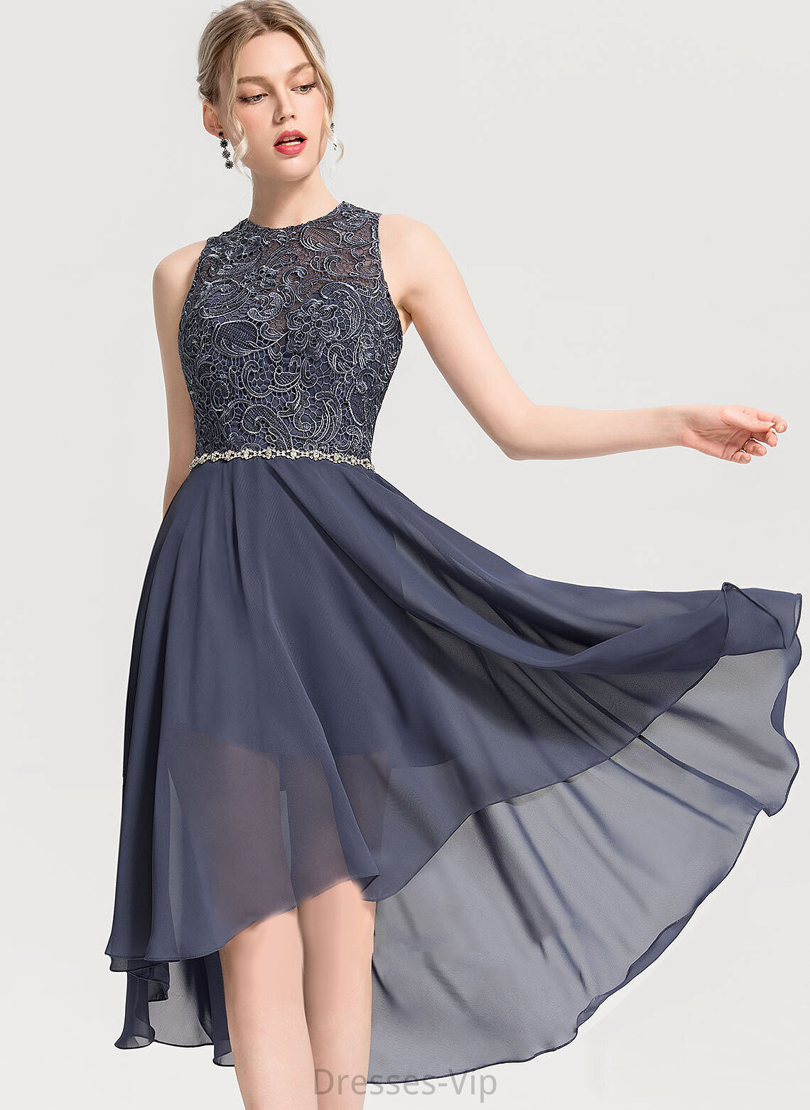 Asymmetrical Roberta Beading A-Line Scoop Lace Cocktail Neck With Dress Cocktail Dresses Chiffon