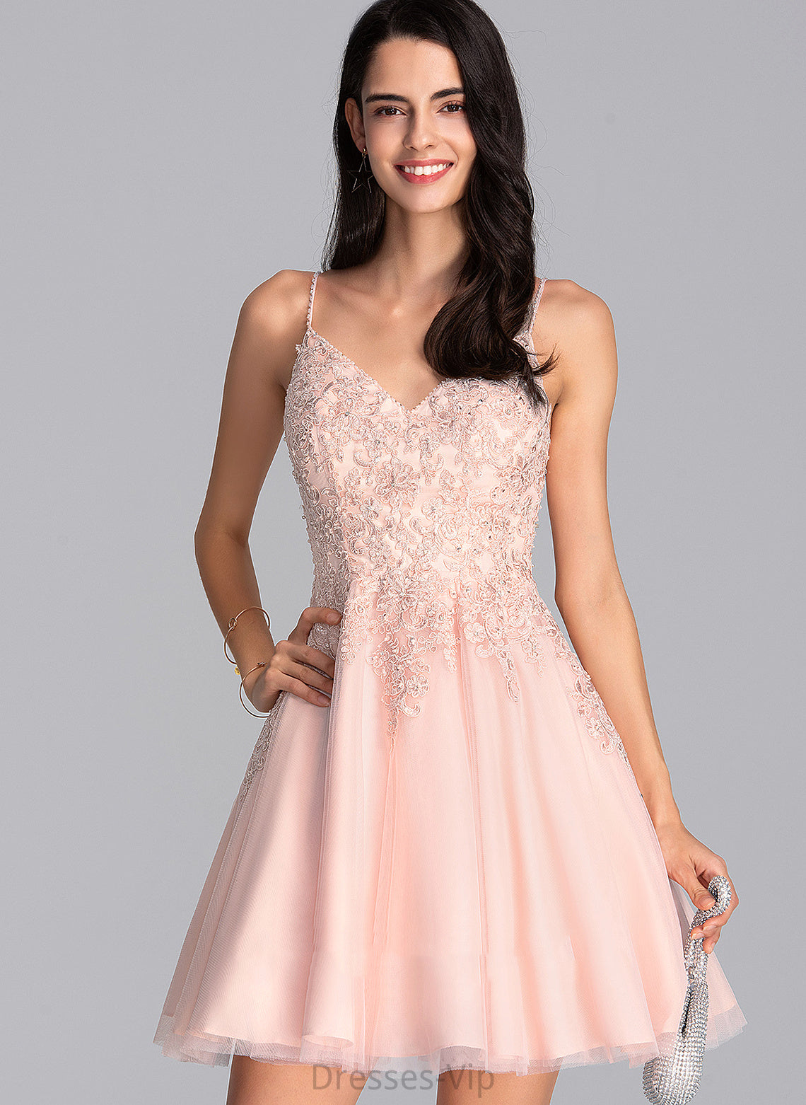 Lace Homecoming Dresses Beading Tulle V-neck With Homecoming Rosalind A-Line Dress Short/Mini