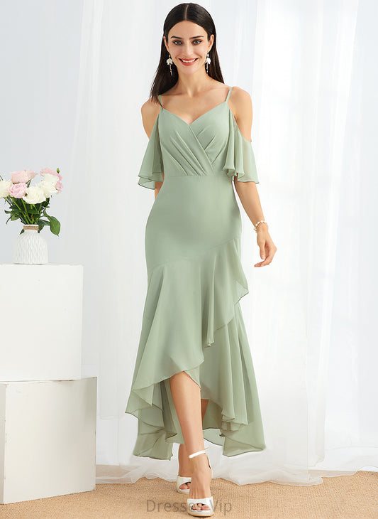 Cocktail Dresses With Trumpet/Mermaid Cocktail Ruffle Dress Shea V-neck Chiffon Asymmetrical