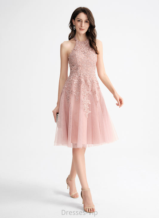 Laurel Knee-Length Dress Homecoming Tulle Neck Lace With Homecoming Dresses A-Line Scoop