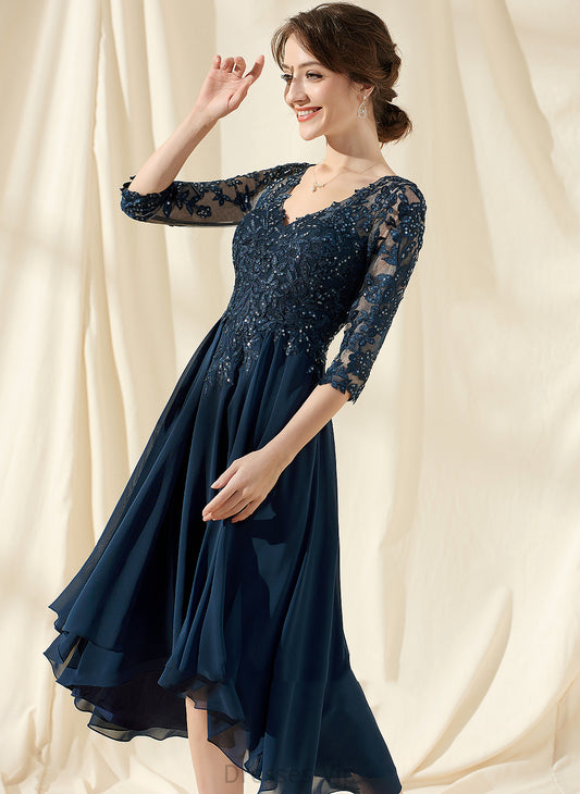 Sequins Cocktail Dresses Cocktail V-neck Lace With Dana A-Line Dress Chiffon Asymmetrical