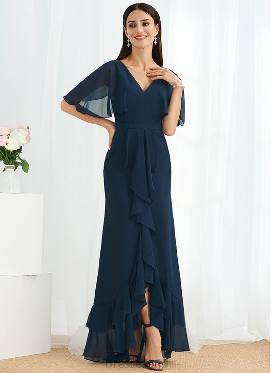 A-Line V-neck Split Cocktail Dresses Dress Ashanti With Front Cocktail Asymmetrical Chiffon