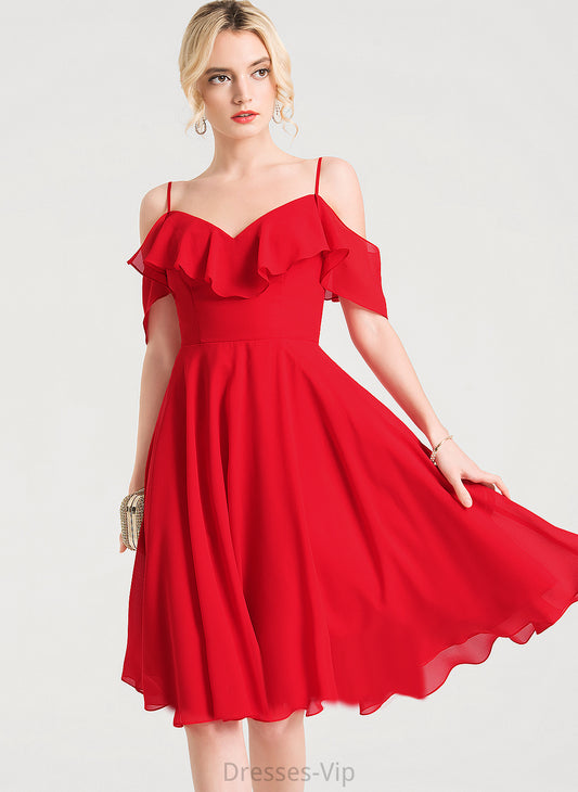 Ruffles Knee-Length Cocktail Chiffon Cascading V-neck With Cocktail Dresses Shyanne Dress A-Line