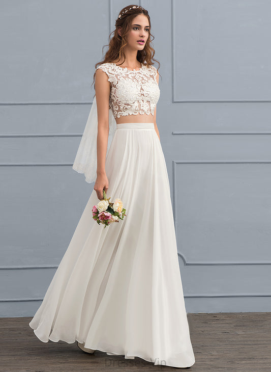 A-Line Beading Chiffon Dress Sequins Renee Wedding With Floor-Length Lace Wedding Dresses