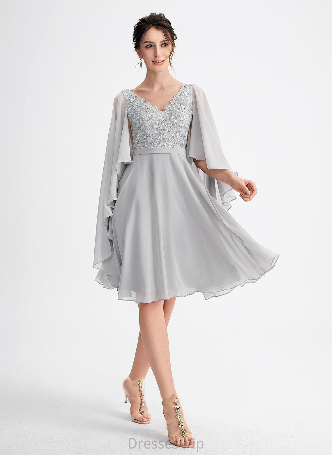 Dress Paige With V-neck Chiffon Lace A-Line Cocktail Cocktail Dresses Knee-Length