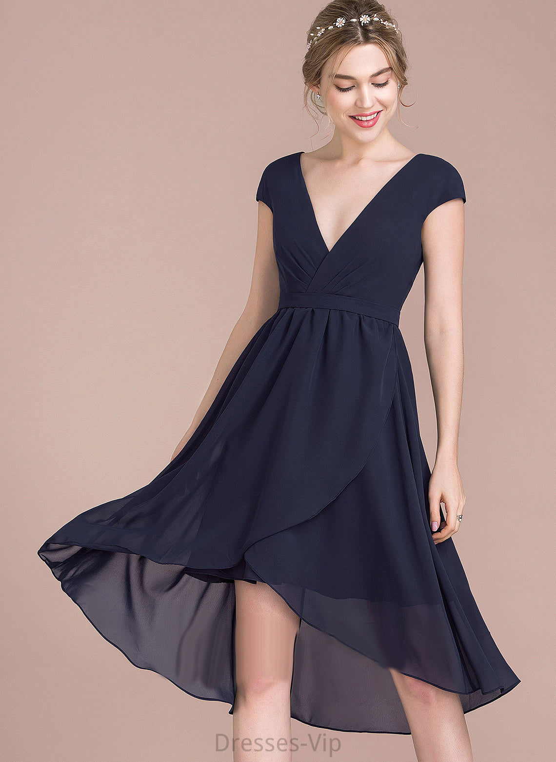 A-Line V-neck Chiffon Reagan Cocktail Dresses Cocktail Asymmetrical Dress