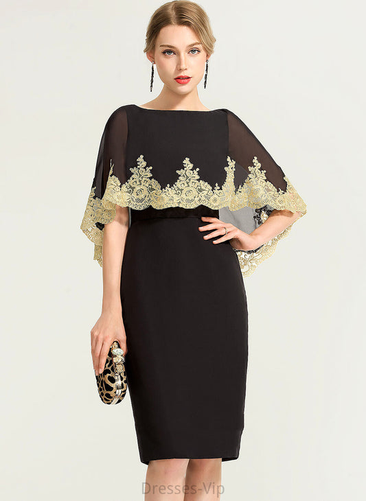 Neck Knee-Length Mayra Chiffon Cocktail Scoop Sheath/Column With Lace Cocktail Dresses Dress