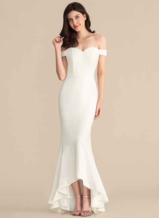 Ruffles Trumpet/Mermaid With Cascading Off-the-Shoulder Adriana Wedding Dresses Dress Wedding Asymmetrical