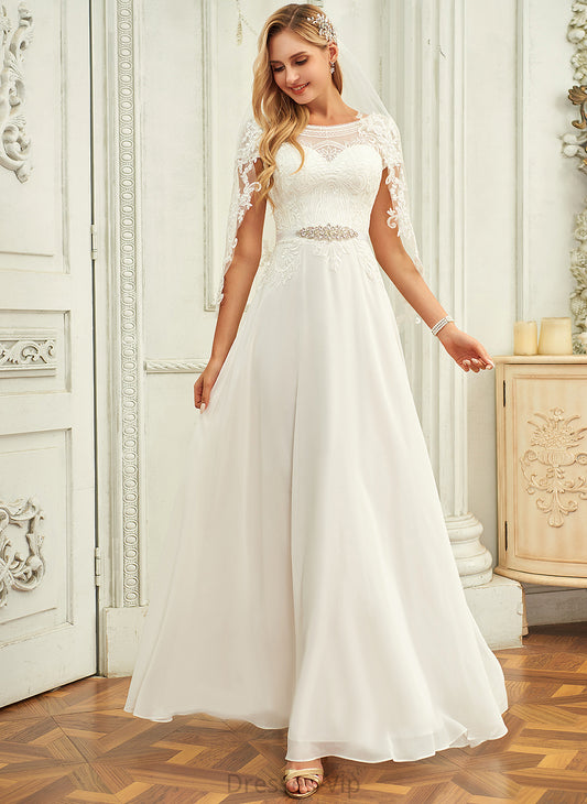 Lace Chiffon Wedding Dresses With Wedding Sequins Dress Scoop Floor-Length Abigayle