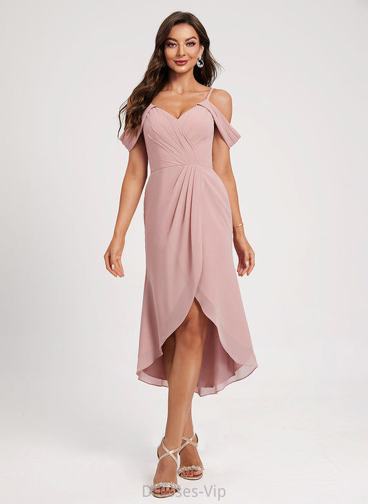 Harmony Split Dress Pleated Cocktail With V-neck Cocktail Dresses Sheath/Column Chiffon Front Asymmetrical