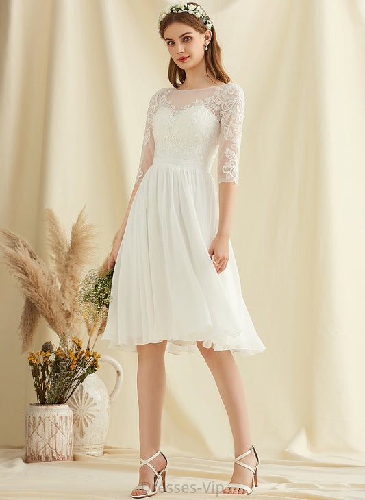 Knee-Length With Karly Wedding Dresses Chiffon Wedding Scoop Sequins Dress A-Line Lace