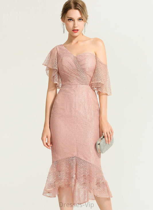 Cocktail One-Shoulder Trumpet/Mermaid Lace Cocktail Dresses Asymmetrical Dress Josie