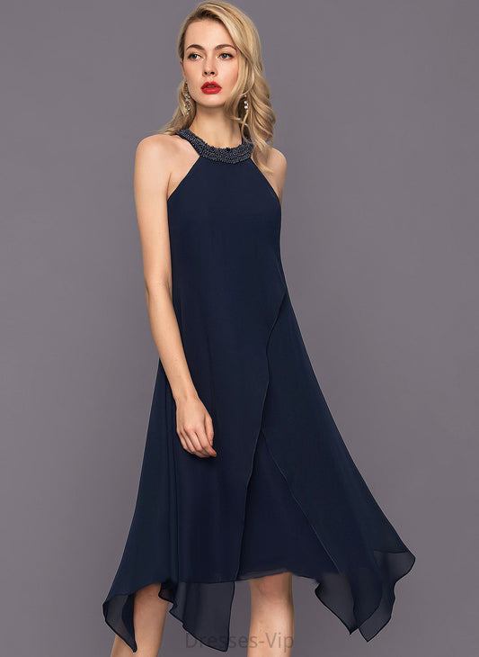 Meg Scoop Asymmetrical Dress Neck With Beading Chiffon Cocktail Dresses A-Line Cocktail