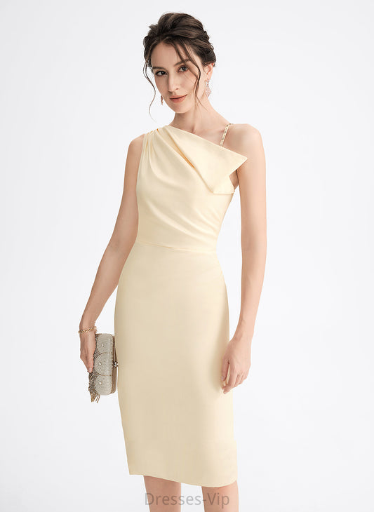 Dress One-Shoulder Sheath/Column With Lauryn Cocktail Knee-Length Cocktail Dresses Satin Beading