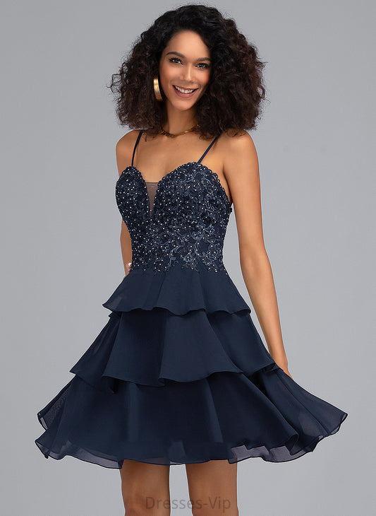 Dress Beading Frederica Short/Mini With Chiffon Homecoming Dresses A-Line Sweetheart Homecoming Sequins Lace