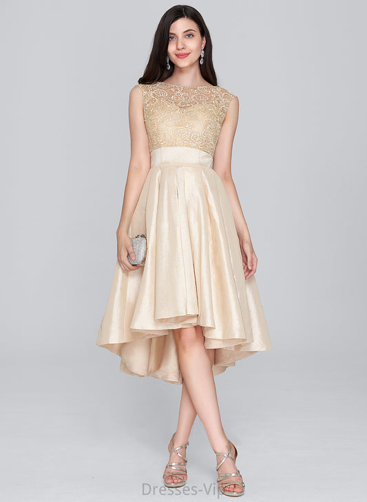 Lace Dress Neck A-Line Scoop Homecoming Dresses Homecoming With Lillian Asymmetrical Taffeta