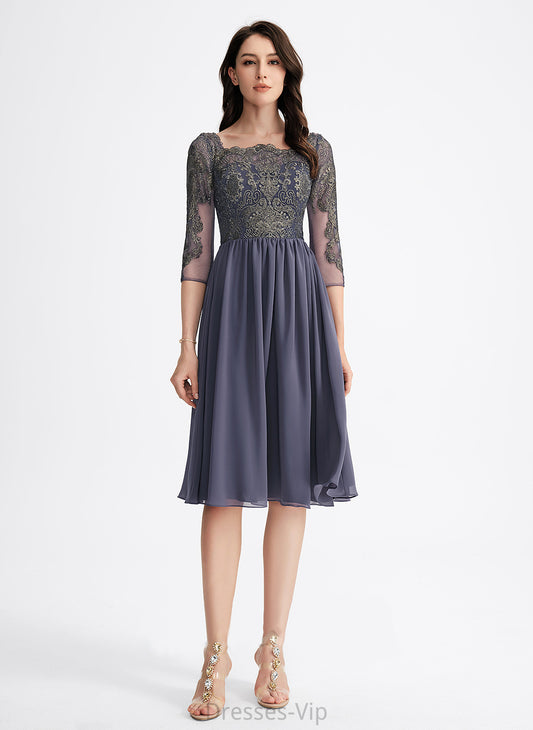 Square Knee-Length Kendra Lace Dress With Chiffon Lace Cocktail Dresses A-Line Cocktail Neckline