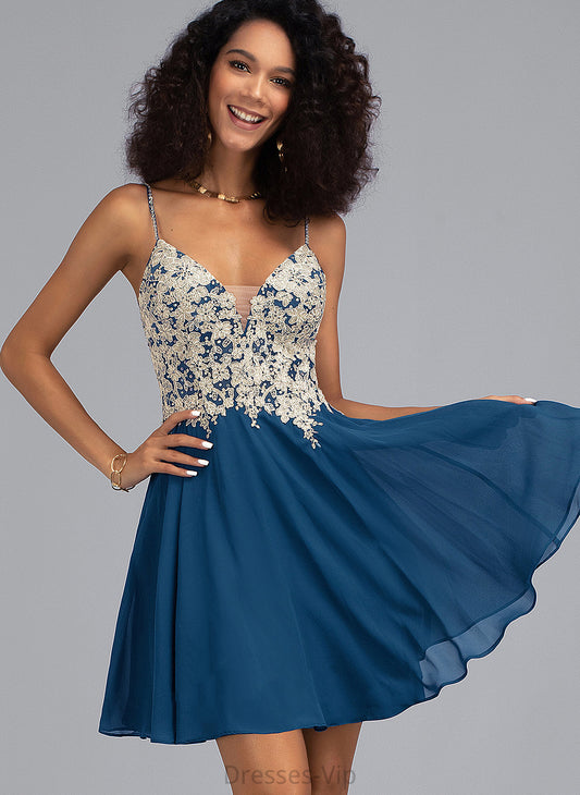 Arianna Dress Homecoming Lace With Short/Mini Beading Homecoming Dresses V-neck Chiffon A-Line