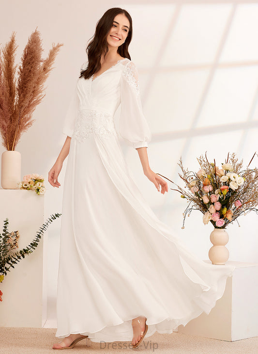 V-neck Dress Floor-Length Wedding Dresses Chiffon A-Line Wedding Deanna