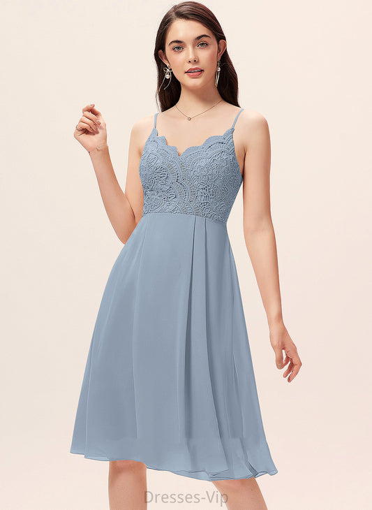 Cocktail Dresses V-neck Knee-Length Cocktail Dress Lace Chiffon Caitlin A-Line