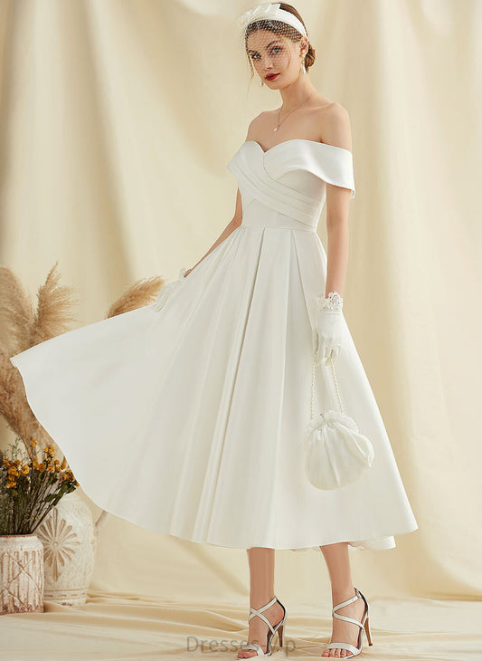 Wedding Dresses Satin A-Line Dress Maureen Tea-Length Wedding