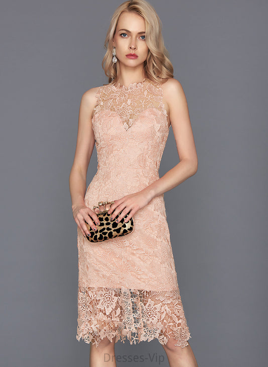 London Lace Sheath/Column Cocktail Dresses Cocktail Neck Knee-Length Scoop Dress