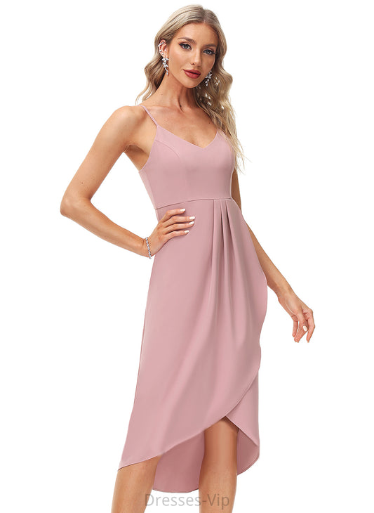 Tea-Length Sheath/Column Split V-neck Crepe Front Pamela Cocktail Dresses Cocktail With Stretch Dress