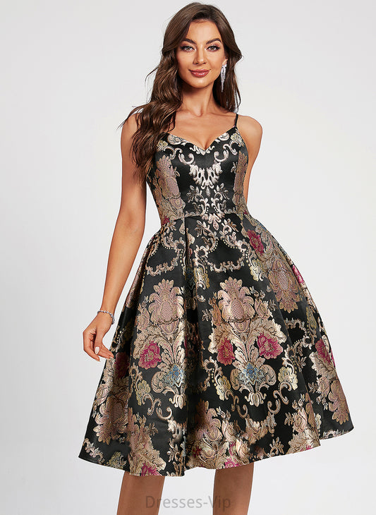 Homecoming Dresses With Knee-Length Lace V-neck Flower(s) Dress A-Line Homecoming Veronica