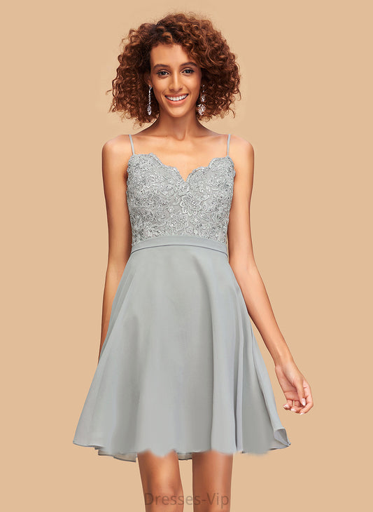 Beading Homecoming Dresses Chiffon V-neck With A-Line Homecoming Dress Patti Lace Short/Mini