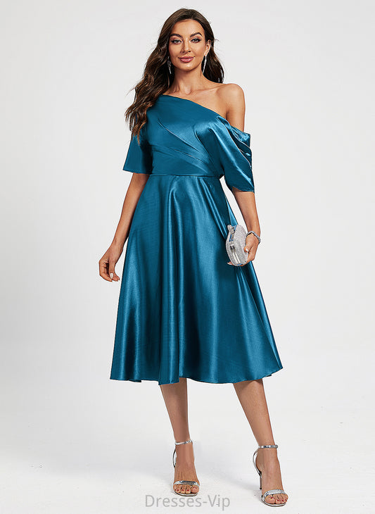 Dress Cocktail Knee-Length Cocktail Dresses A-Line Kaylie One-Shoulder Charmeuse