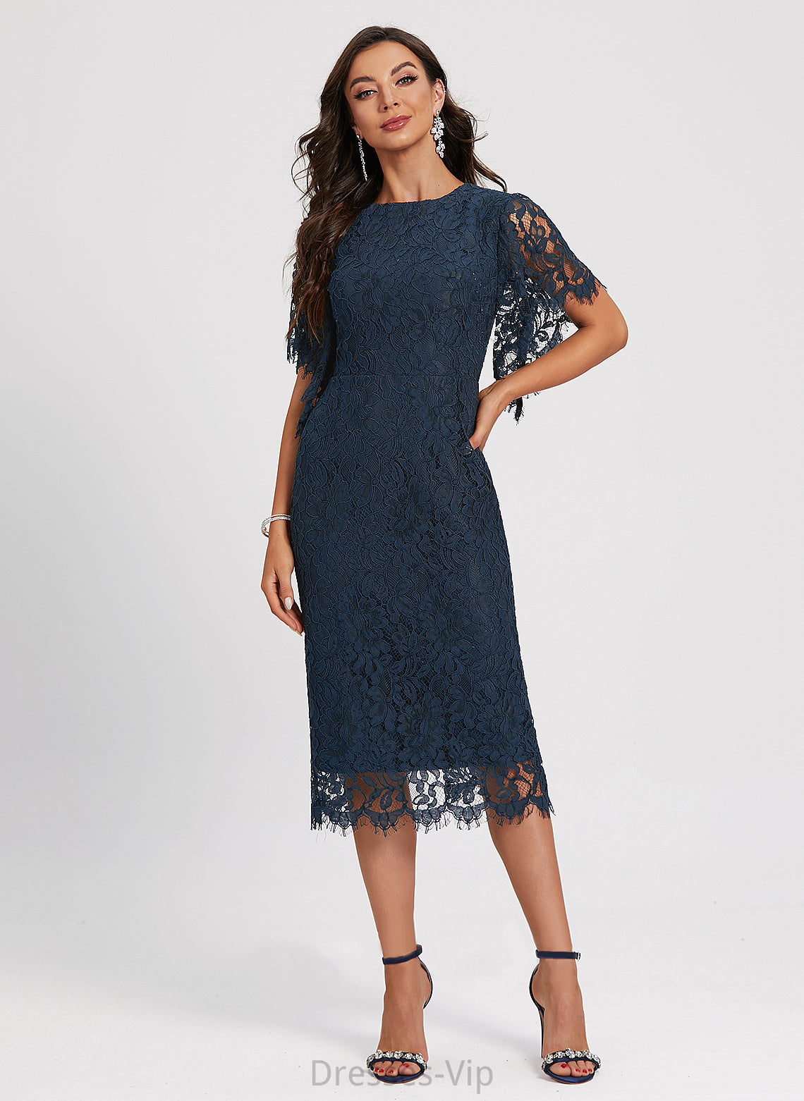 Dress Ayla Neck Knee-Length Cocktail Dresses Sheath/Column Cocktail Lace Scoop