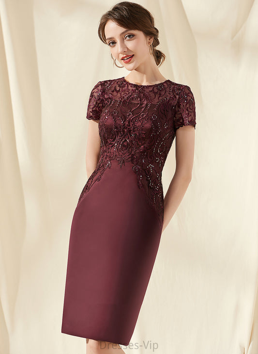 Cocktail Lace Gladys Sequins Dress Satin Sheath/Column Neck With Cocktail Dresses Knee-Length Scoop