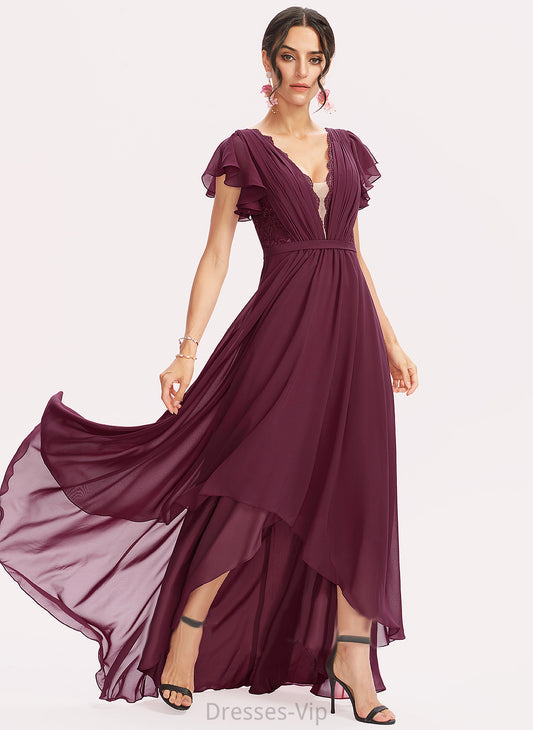 Dress Asymmetrical Ruffles With Chiffon A-Line Sadie Cascading Cocktail Cocktail Dresses Lace V-neck