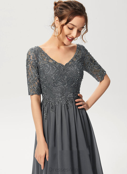 Cocktail Beading A-Line Knee-Length Yvonne Sequins Lace With Dress Chiffon V-neck Cocktail Dresses