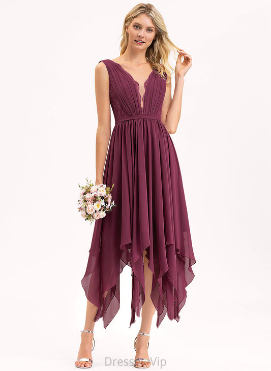 A-Line Dress Lace Cocktail Dresses Ankle-Length Heaven Chiffon Cocktail V-neck