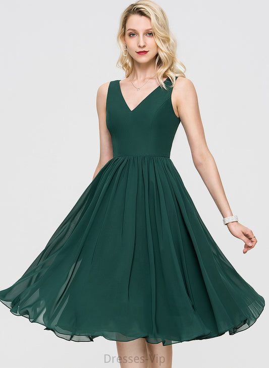 Chiffon A-Line Hannah Cocktail Dresses Dress V-neck Cocktail Knee-Length