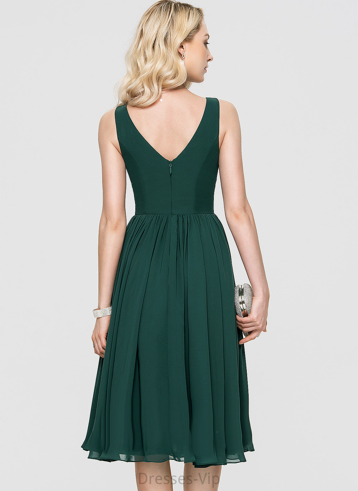 Chiffon A-Line Hannah Cocktail Dresses Dress V-neck Cocktail Knee-Length